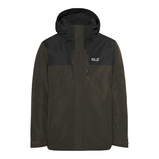Jack Wolfskin Winterjacke Jasper Pro 3in1 (wasserdicht, winddicht, atmungsaktiv) dunkelgrün/schwarz Herren