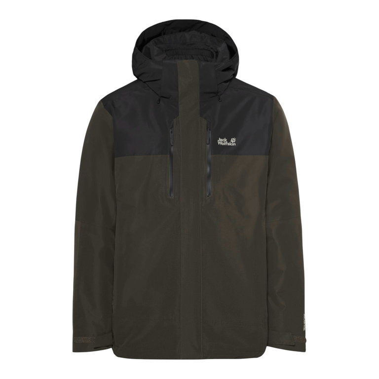 Jack Wolfskin Winterjacke Jasper Pro 3in1 (wasserdicht, winddicht, atmungsaktiv) dunkelgrün/schwarz Herren