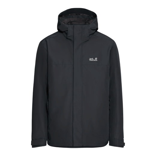 Jack Wolfskin Winterjacke Stonelite 3in1 (mit Sherpa-Fleece-Innenjacke, wasserdicht, winddicht) dunkelgrau/schwarz Herren