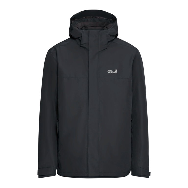 Jack Wolfskin Winterjacke Stonelite 3in1 (mit Sherpa-Fleece-Innenjacke, wasserdicht, winddicht) dunkelgrau/schwarz Herren