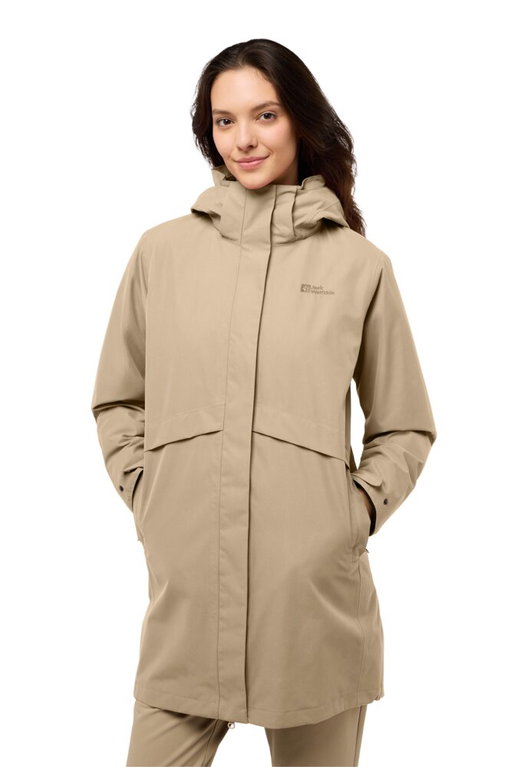 Jack Wolfskin Wintermantel Baylight 3in1 Coat (wasserdicht, winddicht) hellbraun Damen