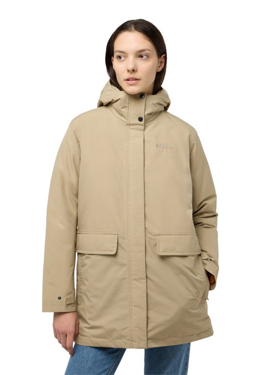 Jack Wolfskin Wintermantel Wintertor Parka (wasserdicht, Fleece-Futter) hellbraun Damen