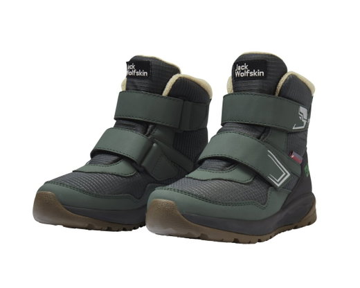 Buty zimowe Jack Wolfskin Polar Bear-B Texapore Mid VC (wodoodporne, oddychające) zielone chłopięce