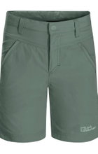 Jack Wolfskin Alltags-Wanderhose Sun Short (atmungsaktiv, temperaturregulierung) kurz hedgegrün Kinder