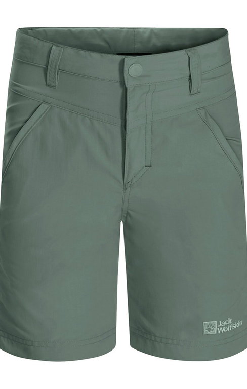 Jack Wolfskin Alltags-Wanderhose Sun Short (atmungsaktiv, temperaturregulierung) kurz hedgegrün Kinder
