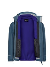 Jack Wolfskin Winterjacke Iceland 3in1 (wasserdicht, winddicht, mit Fleece-Innenjacke) 2026 blau Kinder (164-176)
