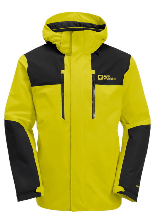 Jack Wolfskin Hiking Jacket/Rain Jacket Jasper 2-Layer (Weather Protection Jacket, Waterproof, Windproof) Yellow/Black Men's