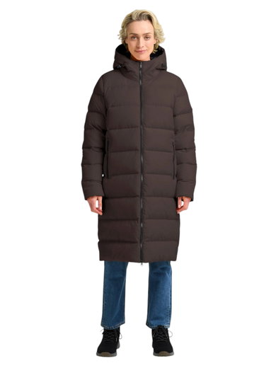 Jack Wolfskin Winter-Daunenmantel Frozen Palace Coat 2025 (winddicht, wasserabweisend) dunkelbraun Damen
