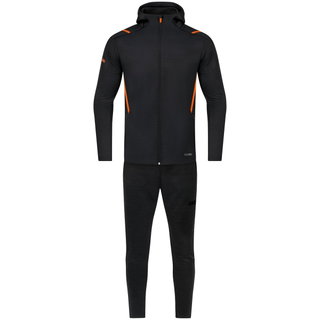 JAKO Leisure Suit Challenge with Hood (Jacket and Trousers, sporty cut) black/orange Boys