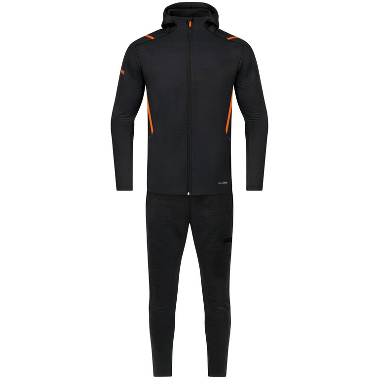 JAKO Leisure Suit Challenge with Hood (Jacket and Trousers, sporty cut) black/orange Boys