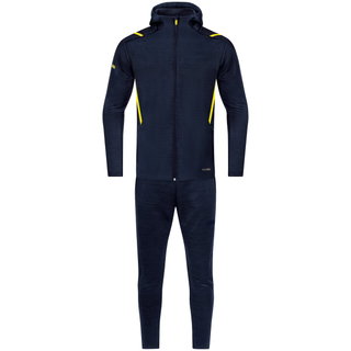 JAKO Freizeitanzug Challenge mit Kapuze (Jacke und Hose, sportiver Schnitt) dunkelblau/gelb Jungen