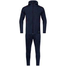 JAKO Freizeitanzug Challenge mit Kapuze (Jacke und Hose, sportiver Schnitt) dunkelblau/rot Jungen
