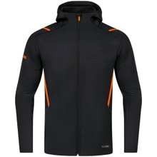 JAKO Freizeitjacke Challenge mit Kapuze (100% Polyester) schwarz/orange Jungen