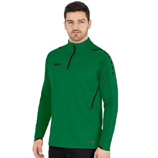 JAKO Langarmshirt Ziptop Challenge - Fleece-Innenseite, Zip-Reissverschluss - grün Herren