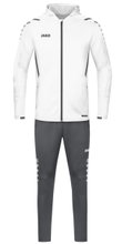 JAKO Tracksuit Challenge with Hood (Jacket and Trousers) White/Anthracite Grey Boys