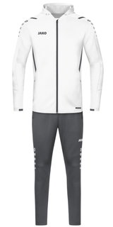 JAKO Trainingsanzug Challenge mit Kapuze (Jacke und Hose) weiss/anthrazitgrau Jungen