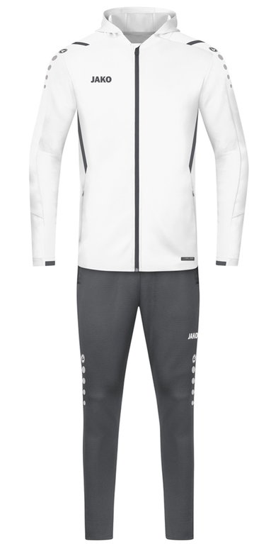 JAKO Trainingsanzug Challenge mit Kapuze (Jacke und Hose) weiss/anthrazitgrau Jungen