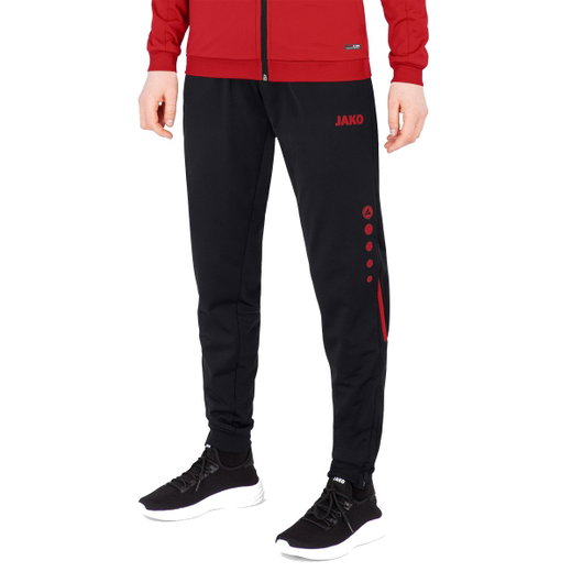 JAKO Trainingshose (Polyesterhose) Challenge (100% Polyester) lang schwarz/rot Damen