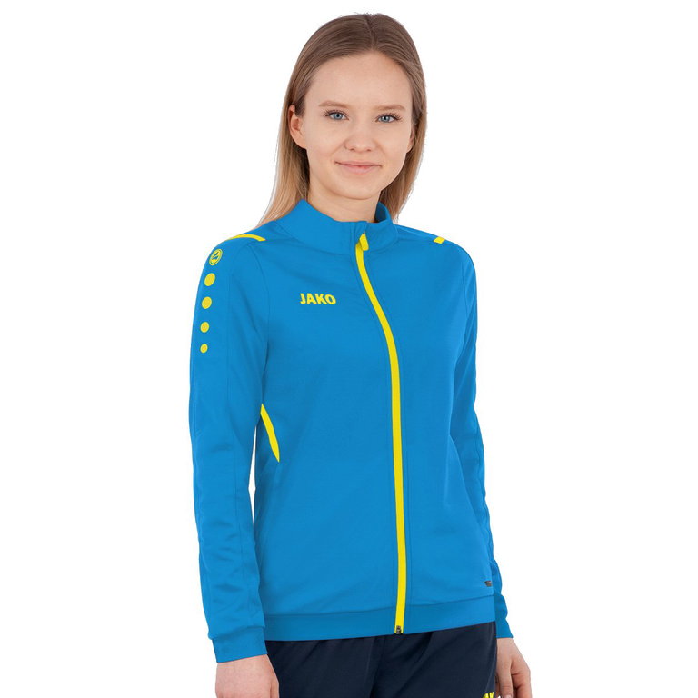 JAKO Trainingsjacke (Polyester) Challenge - Seitentaschen, moderner Look - hellblau/gelb Damen