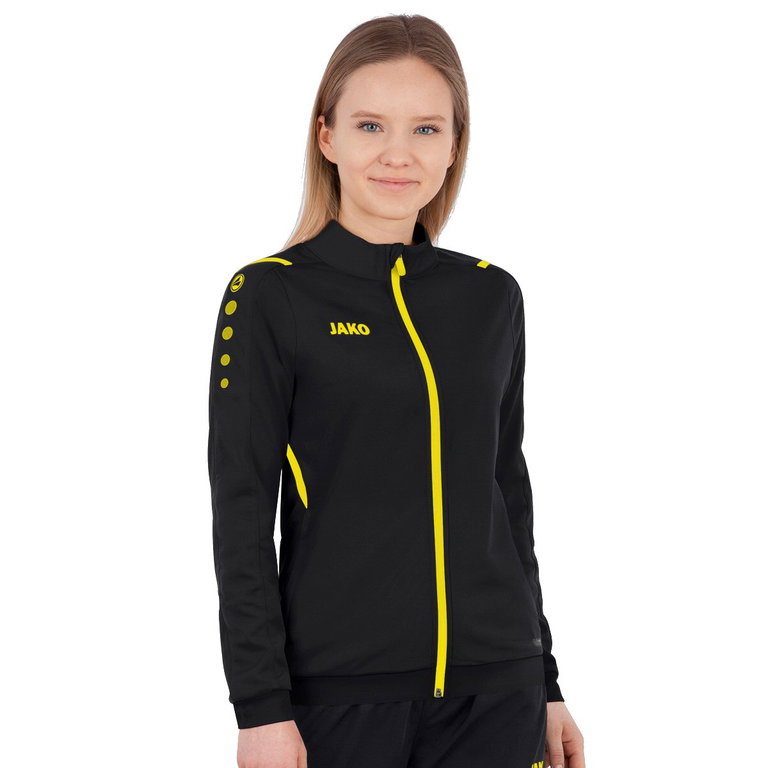 JAKO Trainingsjacke (Polyester) Challenge - Seitentaschen, moderner Look - schwarz/gelb Damen