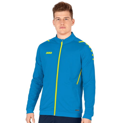 JAKO Trainingsjacke (Polyester) Challenge - Seitentaschen, moderner Look - hellblau/gelb Herren