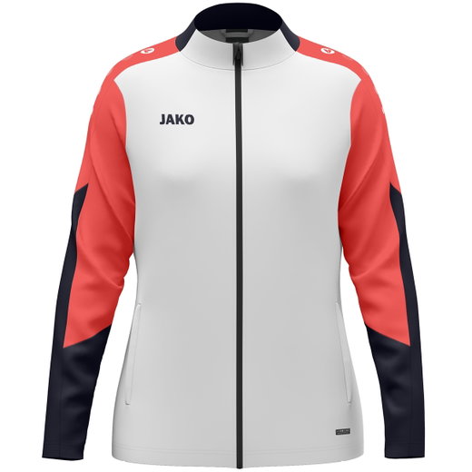 JAKO Trainingsjacke (Polyester) Dynamic (100% rec. Polyester) weiss/coralrot/marineblau Damen