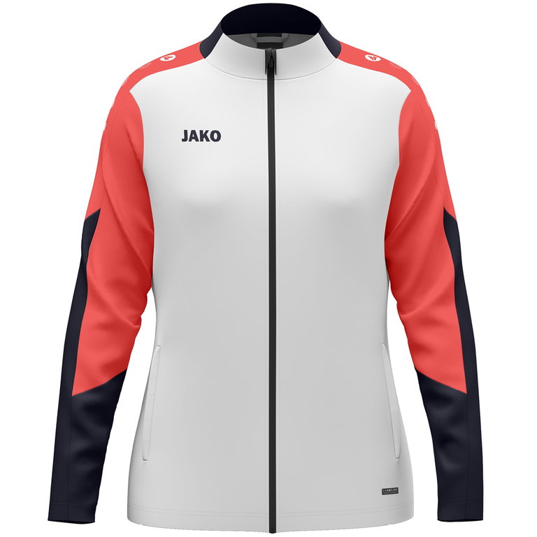 JAKO Trainingsjacke (Polyester) Dynamic (100% rec. Polyester) weiss/coralrot/marineblau Damen