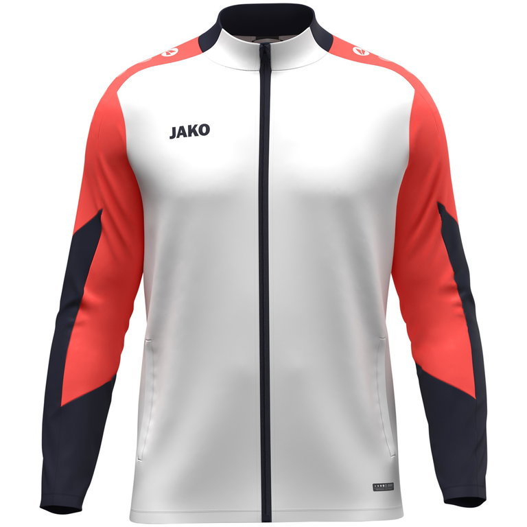 JAKO Trainingsjacke (Polyester) Dynamic (100% rec. Polyester) weiss/coralrot/marineblau Herren
