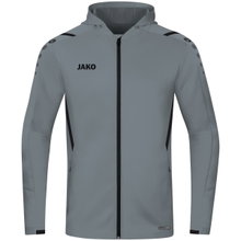 JAKO Training Jacket Challenge with Hood in Stone Grey/Black Boys