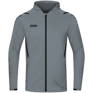 JAKO Training Jacket Challenge with Hood in Stone Grey/Black Boys