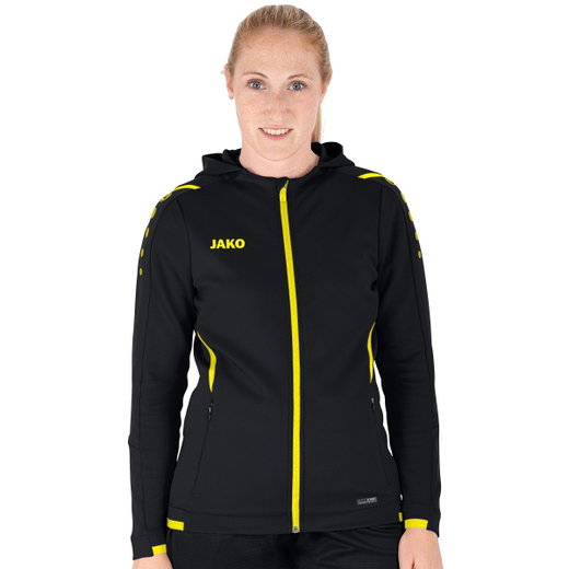 JAKO Trainingsjacke Challenge mit Kapuze schwarz/gelb Damen