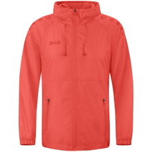 JAKO Lightweight Flow Functional Jacket with Hood (wind and water-repellent) coral red Men's