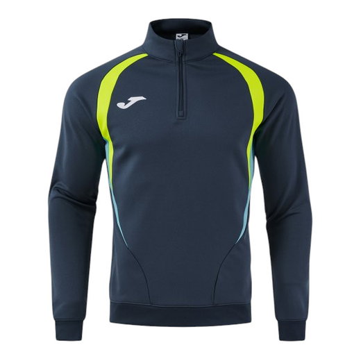 Joma Langarmshirt Championship 20 Sweatshirt (1/4 Zip, bequem, rec. Polyester) marineblau/neongelb Herren