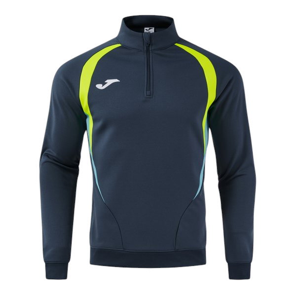 Joma Langarmshirt Championship 20 Sweatshirt (1/4 Zip, bequem, rec. Polyester) marineblau/neongelb Herren