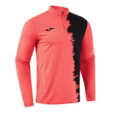 Joma Long Sleeve Shirt Picacho City Sweatshirt (1/4 Zip, durable, comfortable fit) coral red/black men's