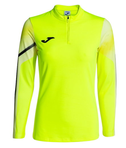 Joma Elite XI Running Long Sleeve Shirt (Sweatshirt, Half-Zip) Fluorescent Yellow/Black Ladies