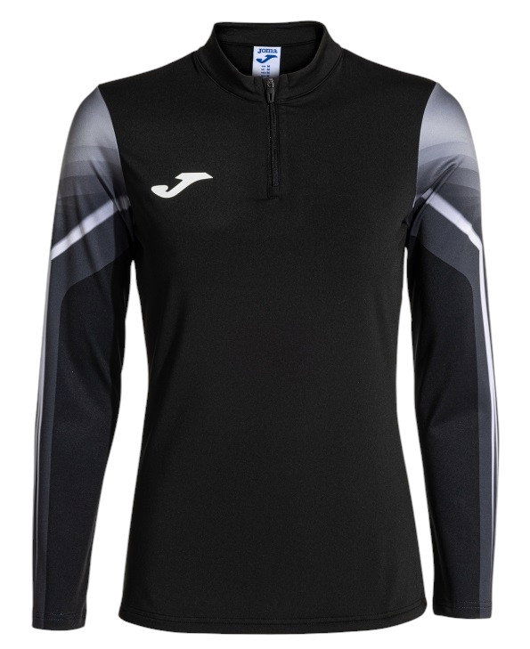 Joma Elite XI Long Sleeve Running Shirt (Sweatshirt, Half-Zip) black/anthracite grey ladies