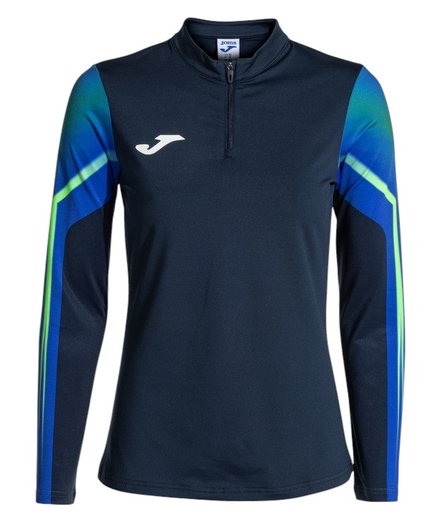 Joma Lauf-Langarmshirt Elite XI (Sweatshirt, Half-Zip) marineblau/fluogrün Damen