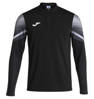 Joma Elite XI Long Sleeve Running Shirt (Sweatshirt, Half-Zip) black/anthracite grey men's