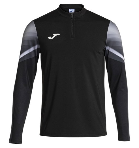 Joma Elite XI Long Sleeve Running Shirt (Sweatshirt, Half-Zip) black/anthracite grey men's