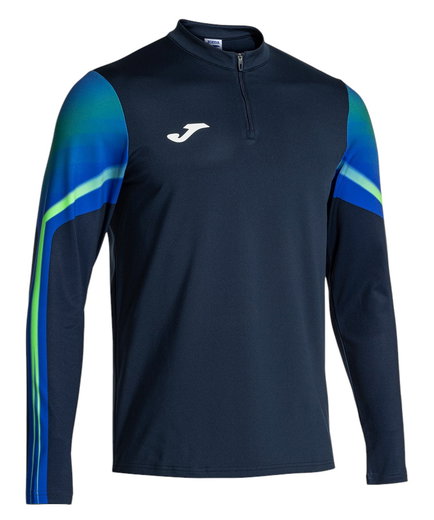 Joma Lauf-Langarmshirt Elite XI (Sweatshirt, Half-Zip) marineblau/fluogrün Herren