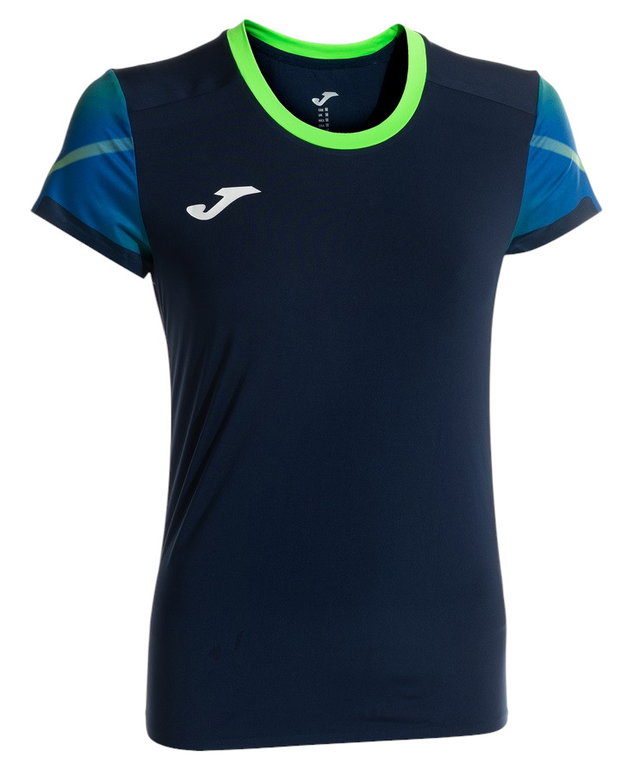 Joma Lauf-Shirt Elite XI (schnelltrocknend, atmungsaktiv) marineblau/fluogrün Damen