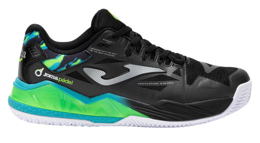 Joma Padelschuhe Spin 2501 (Stabilität/Dämpfung) schwarz/grün Herren