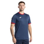 Joma Sport T-shirt Combi Premium (100% Polyester, breathable) navy/red men's