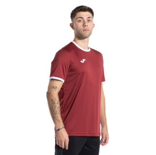 Joma Sport T-shirt Combi Premium (100% Polyester, breathable) burgundy/white men's