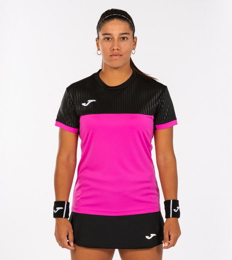 Joma Tennis-Shirt Montreal (100% Polyester) rosa/schwarz Damen