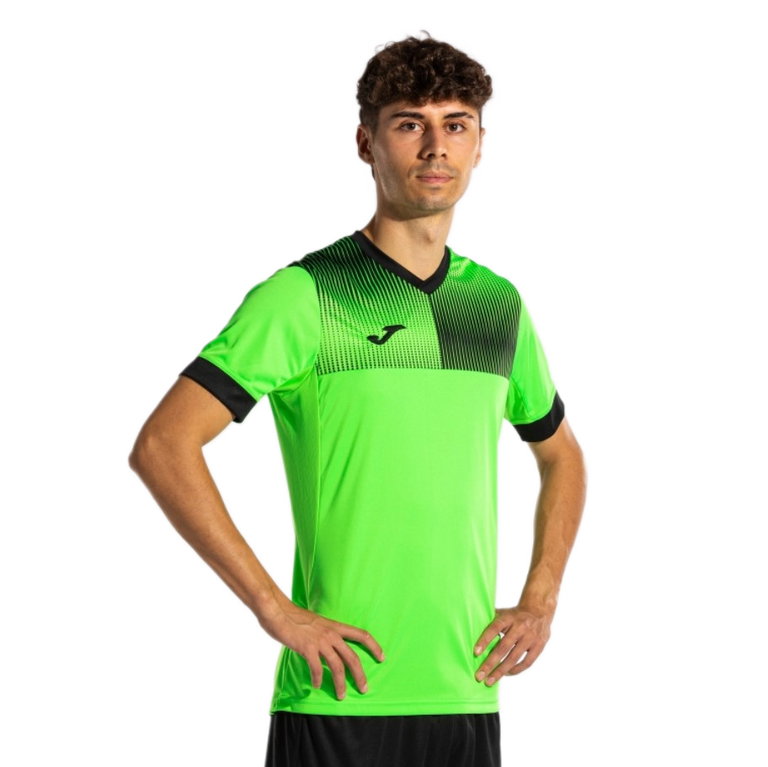 Joma Training T-shirt Eco Supernova (V-neck, lightweight, comfortable) green/black men's