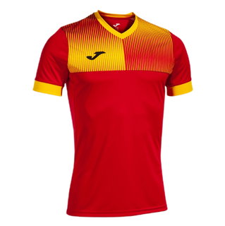 Joma Trainings-Tshirt Eco Supernova (V-Ausschnitt, leicht, bequem) rot/gelb Herren