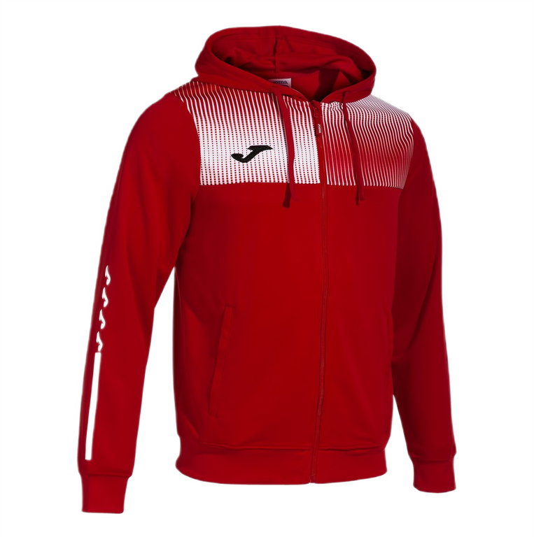 Joma Trainingsjacke Eco Supernova Full Zip mit Kapuze (rec. Polyester, weiches Material) rot/weiss Herren