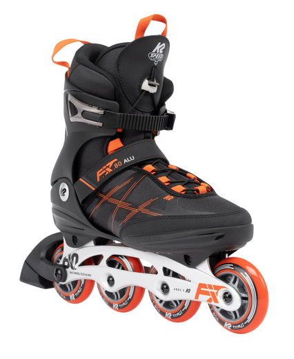 K2 Inline Skates F.I.T. 80 Alu (Rollen: 80mm/82A, Kugellager: ABEC 5) schwarz/orange Herren